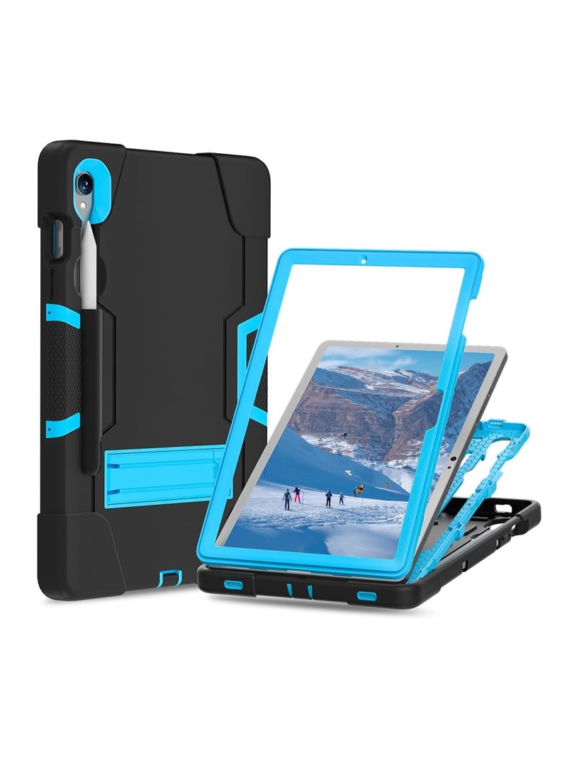 General Case for Galaxy Tablet S9 FE & S9 2023 (SM-X710/X718U/X716B/X510/X516B), Soft Silicone & Hard Pc 3-Layer Military Protector Cover for Tab S9 & S9 FE11 Inch with S-Pen Holder Stand Black+Blue  - Image 2
