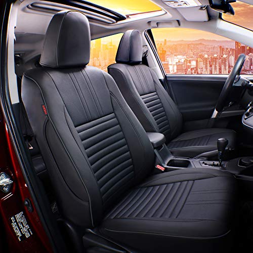 EKR Rav4 Seat Covers Custom Fit for Toyota Rav4 XLEPlatinumLimited 20132018 SE 20162018 Leather Truck Seat Cover Full Set for SUVFaux LeatherBlack