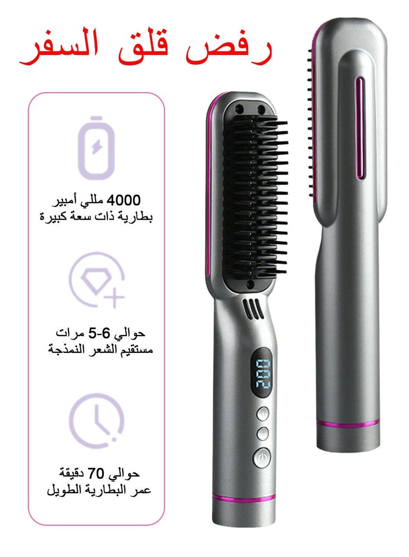 Hair Straightener Brush, Rechargeable Straight Hair Comb, 4000mAH Electric Hot Comb, Free temperature control and Anti-Scald, Perfect for Professional Salon at Home, Reduces Styling Time - Image 3