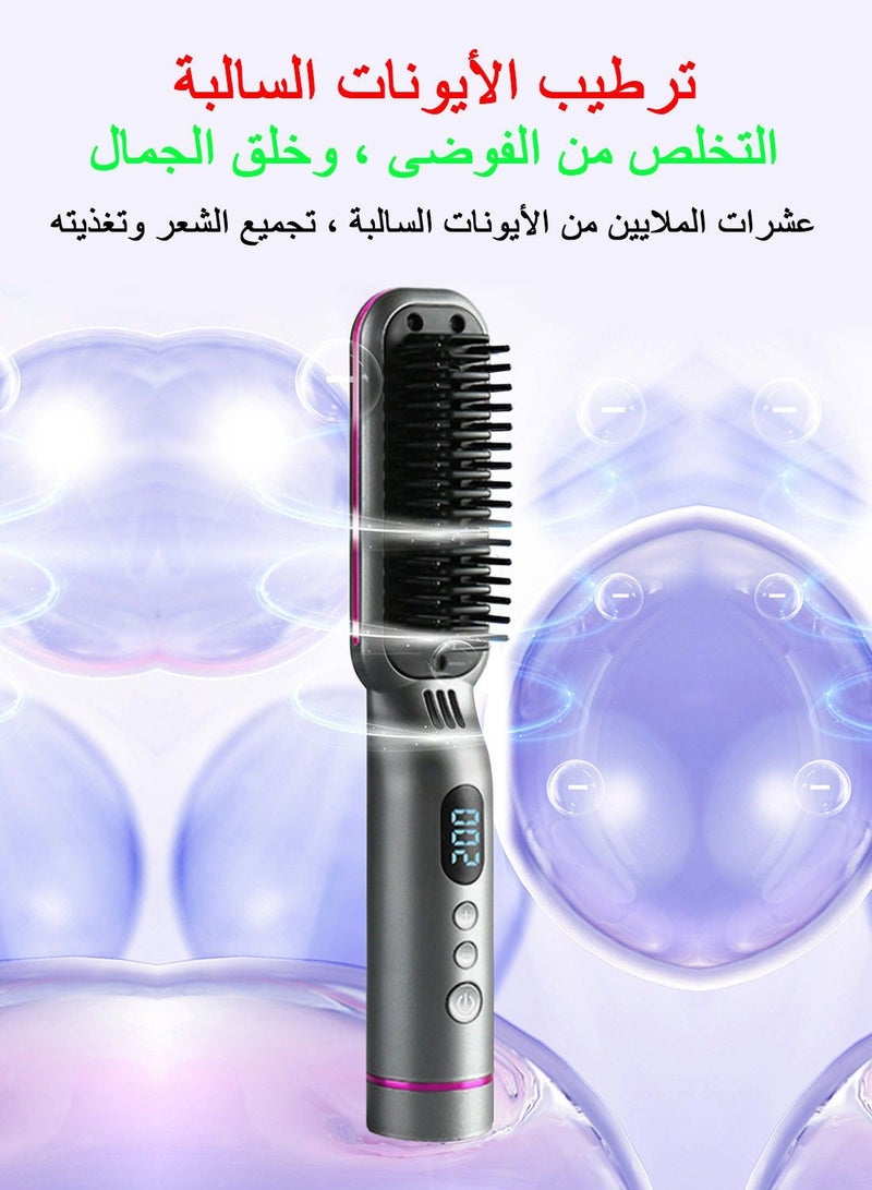 Hair Straightener Brush, Rechargeable Straight Hair Comb, 4000mAH Electric Hot Comb, Free temperature control and Anti-Scald, Perfect for Professional Salon at Home, Reduces Styling Time - Image 5