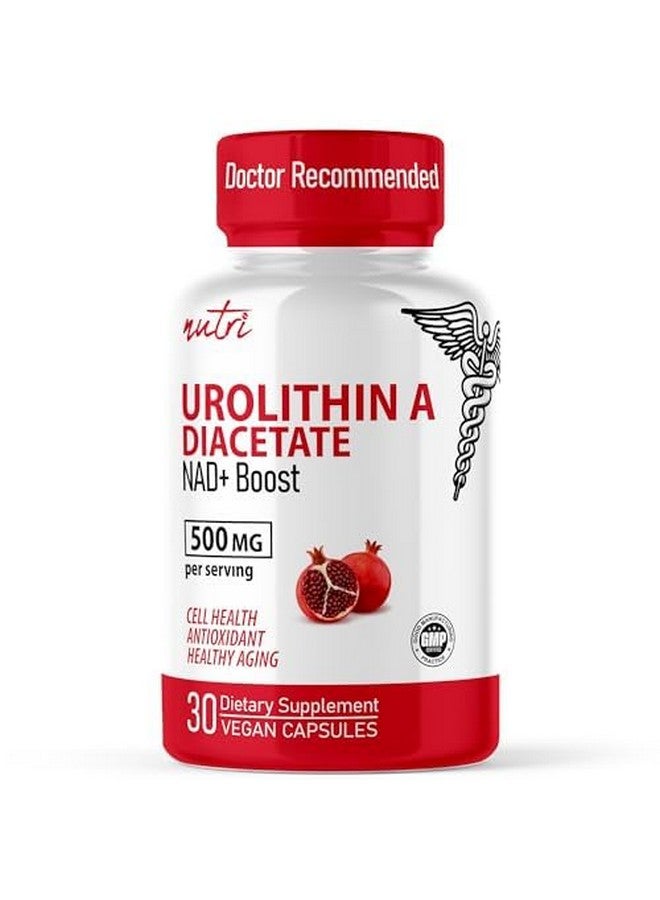 نايتشرز فوجنز مكمل غذائي من Nature's Fusions Nutri Urolithin A بتركيز 500 ملغ - معزز قوي لـ NAD+، مضاد للأكسدة، يعمل على إصلاح الخلايا - تم اختباره من قبل جهة خارجية - 500 ملغ من Urolithin A - 30 كبسولة نباتية تكفي لمدة أسبوعين فأكثر - Image 1