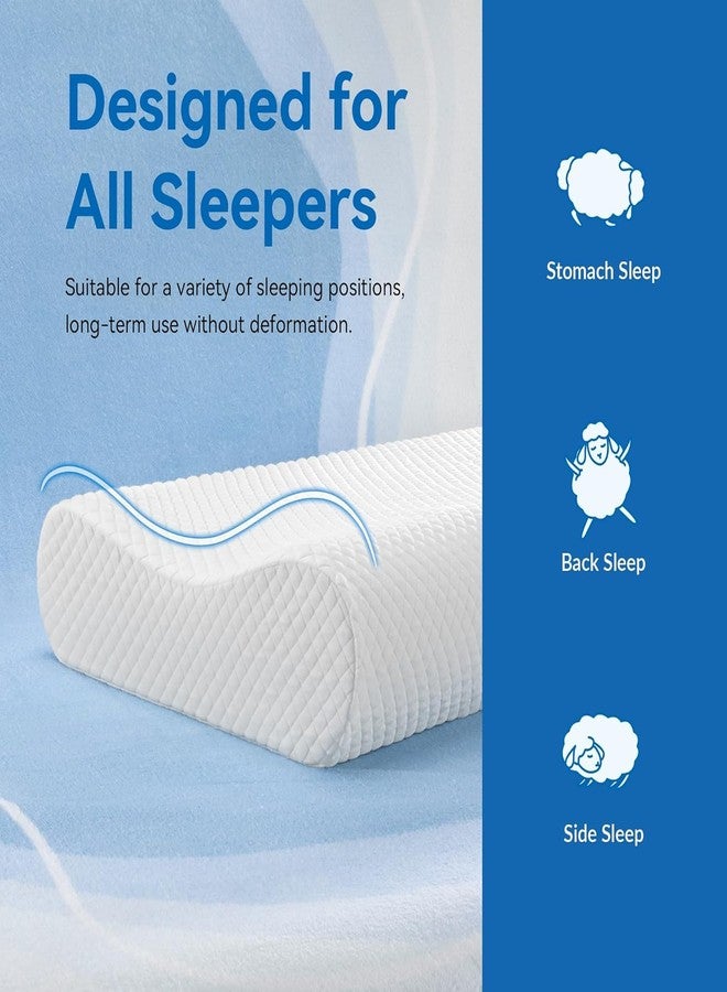 HOMBOX Contoured Memory Foam Cervical Neck Pillow | 2 Years Warranty | Pain Relief Sleep, Improves Posture Spinal Alignment, Neck Pain Relief | Queen 20 x 12 x 3.5 Inch | White Cover | Pack of 1 I X20 - Image 2