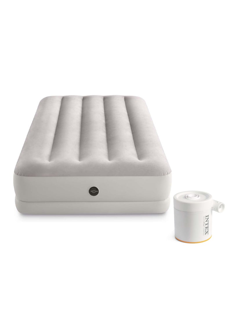 INTEX Dura-Beam Prestige Mid-Rise Inflatable Mattress Single with USB Pump PVC Gray 99x191x30 cm  - Image 1