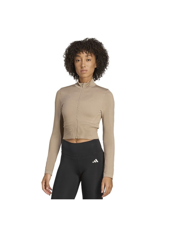 اديداس سترة صوفية نسائية بنية بأكمام طويلة - Image 2