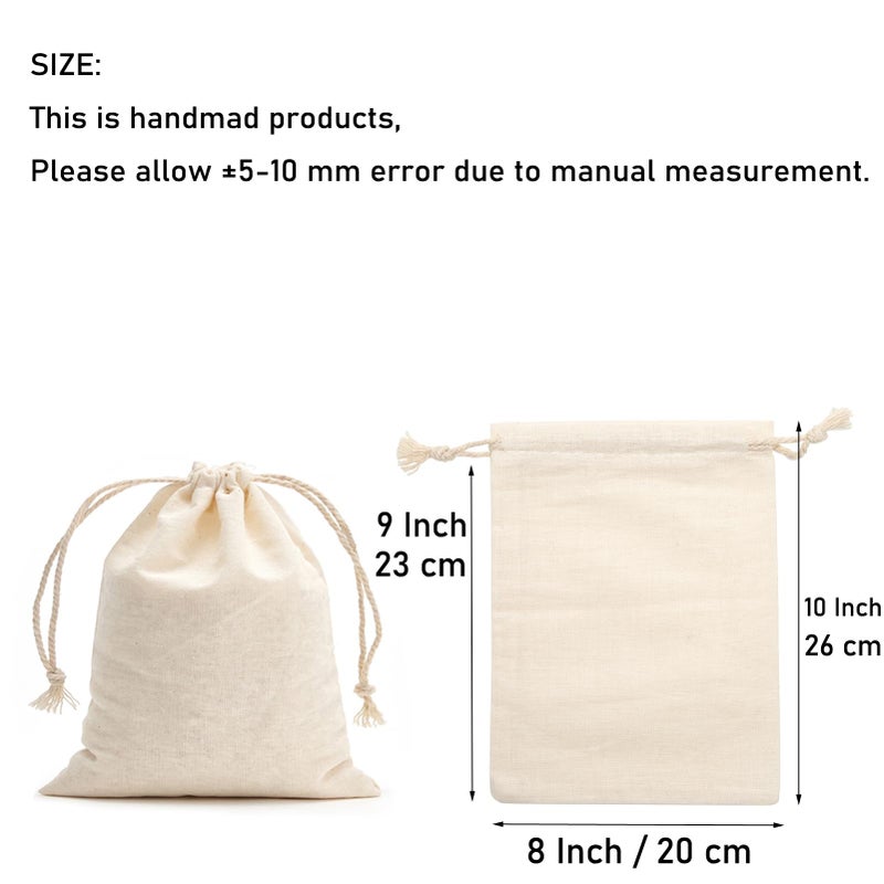Tendwarm 20 Pieces 8X10 Inches Cotton Drawstring Bags Reusable Muslin Sachet Bag For Party Wedding Storage Home Supplies - Image 4