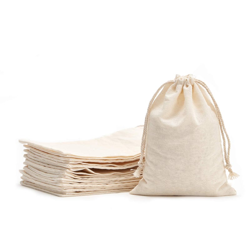 Tendwarm 20 Pieces 8X10 Inches Cotton Drawstring Bags Reusable Muslin Sachet Bag For Party Wedding Storage Home Supplies - Image 1