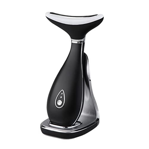 VRAIKO Lily Neck Face Massager, Face Sculpting Tool, Skin Rejuvenation Device with Thermal, Triple Action LED and Vibration, for Anti-Aging, Lifting and Tightening Sagging Skin (Frosted Black) - Image 1