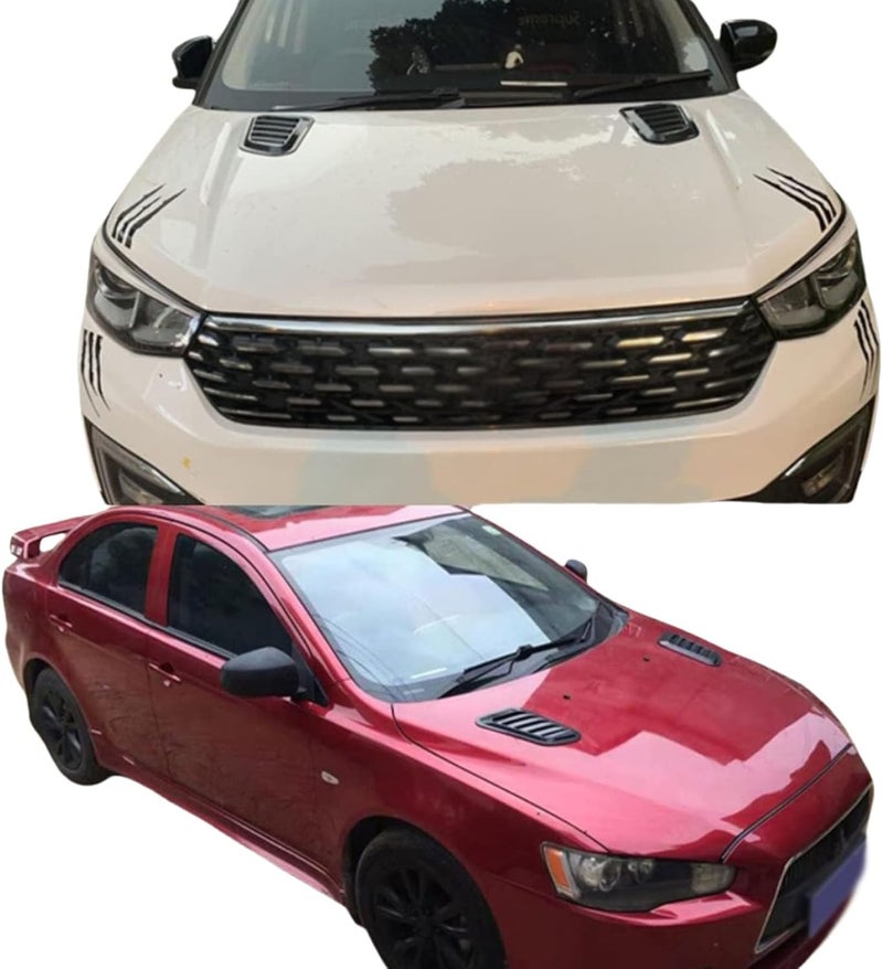 TuTuYa 1 Pair Universal Car Hood Vent Louver Scoop Cover Air Flow Intake, Car Hood Scoop Vent Bonnet Cover Decorative Universal, Gloss Black - Image 4