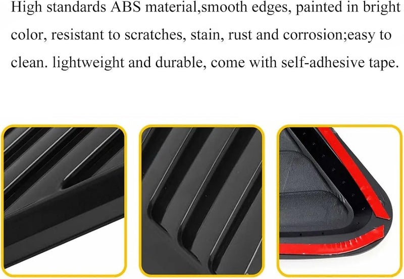 TuTuYa 1 Pair Universal Car Hood Vent Louver Scoop Cover Air Flow Intake, Car Hood Scoop Vent Bonnet Cover Decorative Universal, Gloss Black - Image 5