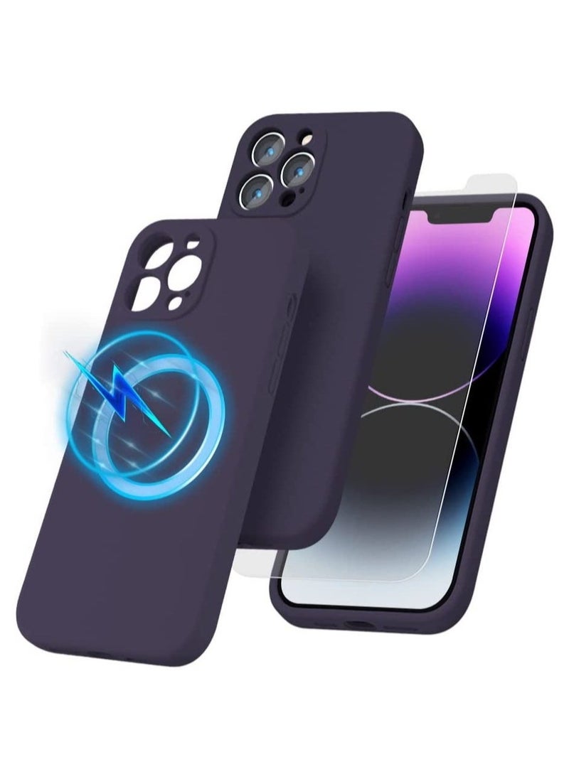 Raxoom Silicone Magnetic Case for iPhone 14 Pro + 2 Pack Tempered Glass Screen Protector Magsafe Case - Image 1