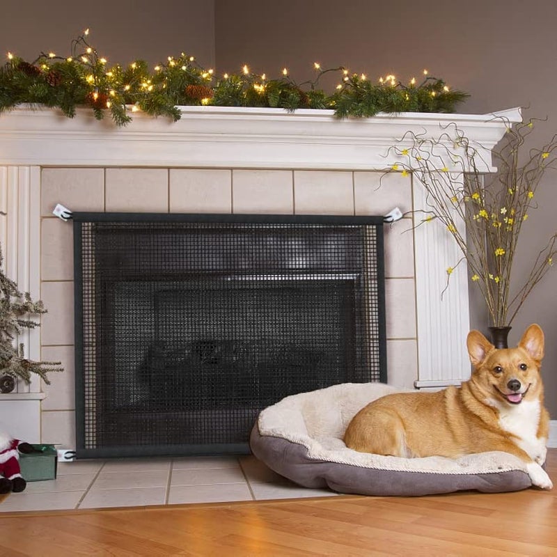 Cupount Fireplace Screen Safe Mesh Gate: Child Proof Barrier Guard Living Room Fire Place Cover for Toddler Baby and Pets 29 x 41 inches - Image 1