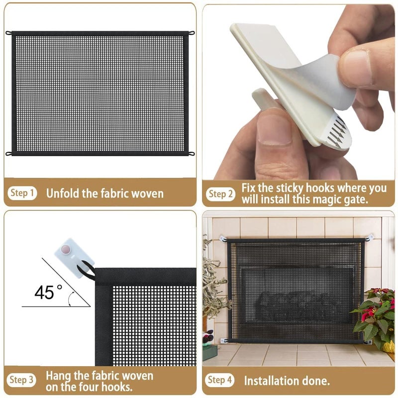 Cupount Fireplace Screen Safe Mesh Gate: Child Proof Barrier Guard Living Room Fire Place Cover for Toddler Baby and Pets 29 x 41 inches - Image 5