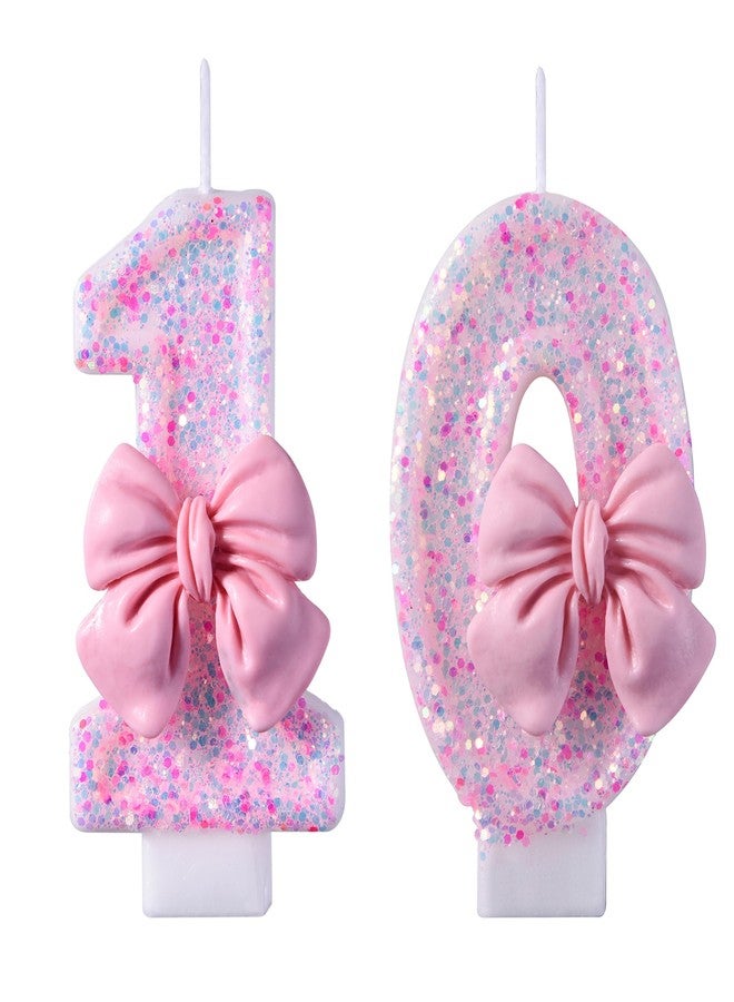 VSHILI 10th Birthday Candles, Pink Number 10 Birthday Candles, Happy Birthday Party Cake Topper Decoration Gifts for 10th Wedding Anniversary Celebration - Image 1