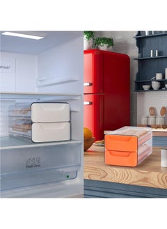 Hihonor Double Drawer Storage Box, Stackable Egg Storage Tray, Shockproof and Drop-Proof Food Storage Container, 32 Capacity, Suitable for Refrigerator, Cabinet and Shelf, Kitchen Storage and Storage Reusable Box, Orange  - Image 4
