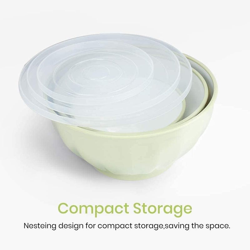 XIGSTA Salad Bowl 3 pcs Round Multipurpose Storage Salad Bowls Set with airtight lid for Microwave and Freezer Safe Container Mixing Bowl for Home Kitchen Home Kitchen - 3 pcs - Image 5