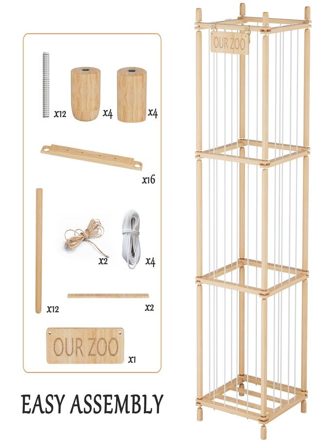 VERONLY Stuffed Animal Storage Organizer, Wood Animals Zoo Toy Plushies Storage Holder, Large Capacity Plush Toy Cage for Playroom Organization, 15.7" Wide, Natural - Image 5