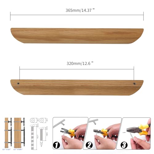 Evionlin 6 pcs Oak Wood Square Angle 1437 in Wooden Windbreaker Cabinet Door Handle Wooden Antique Style Long Cabinet Drawer Door Handle - Image 3