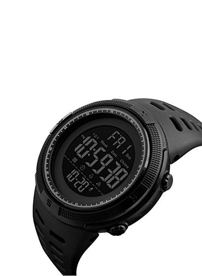 Men's Water Resistant Rubber Digital Watch 1251 - 49 mm - Black - Image 2