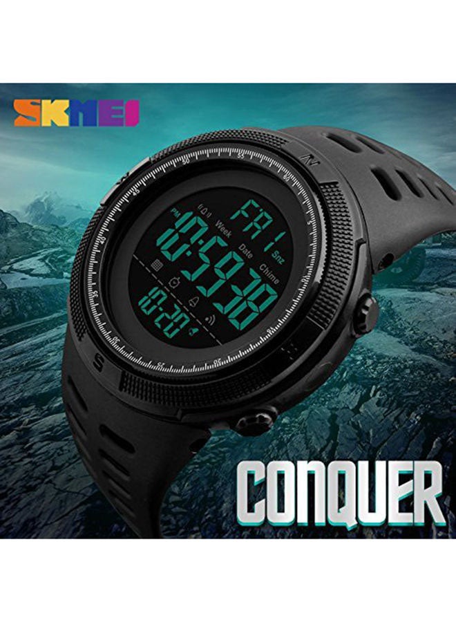 Men's Water Resistant Rubber Digital Watch 1251 - 49 mm - Black - Image 3