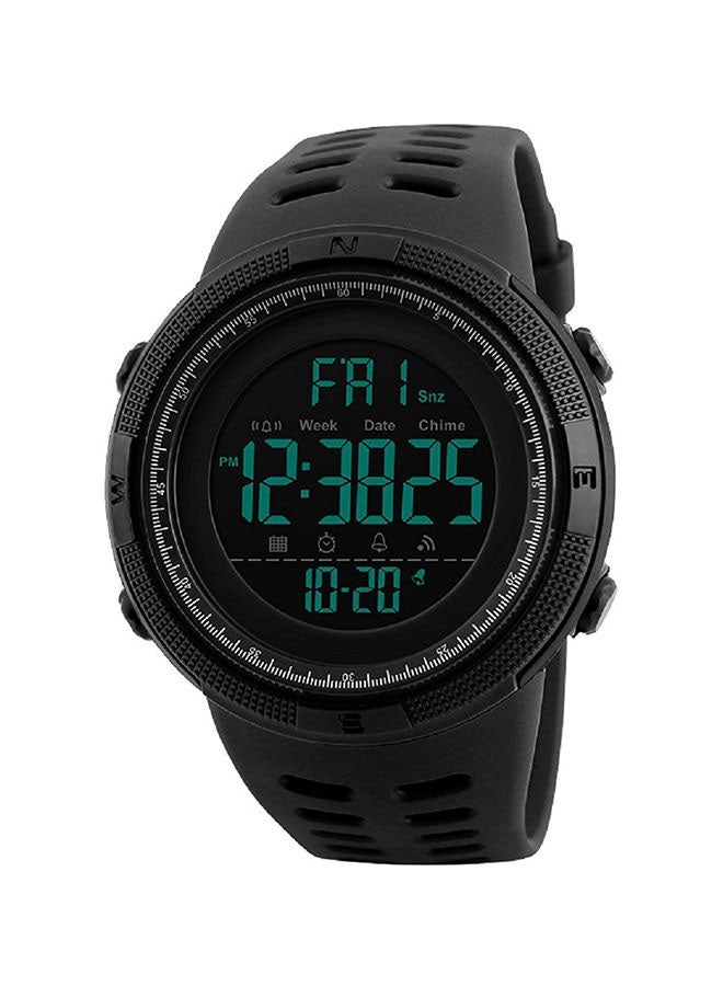 Men's Water Resistant Rubber Digital Watch 1251 - 49 mm - Black - Image 1