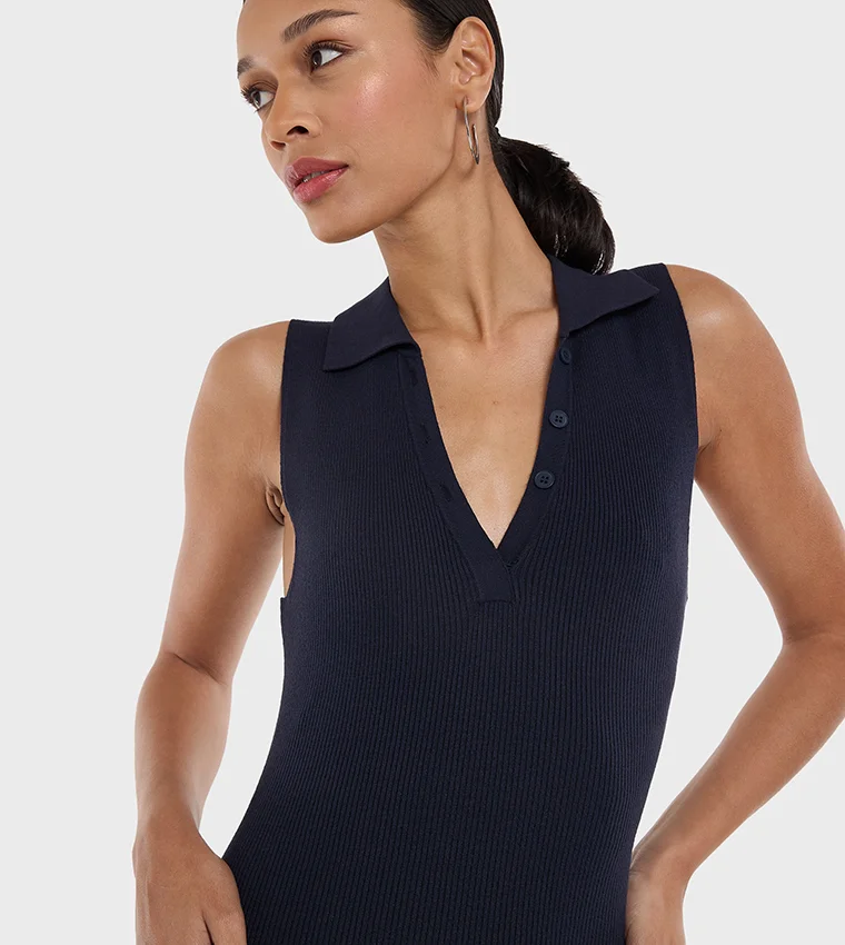 BCBG BCBG Sleeveless Flat Knit Basic Midi Dress