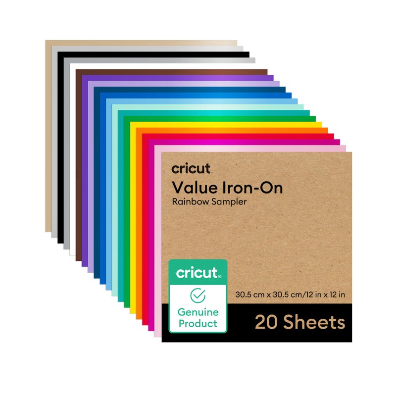 Cricut Cricut Value IronOn Rainbow Sampler  12 in x 12 in 20 ct HTV Heat Transfer Vinyl