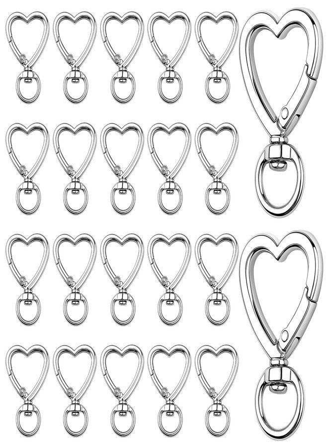 Asofelk Heart Keychain Clips 20PCS Silver, DIY Creative Key Ring Metal Heart Shape Keychain, Zinc Alloy Hearting Key Chain Snap Hook Carabiner Clip for Wristlets, Heart Shaped Spring Buckles Jewelry Kit - Image 1