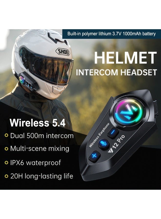 Mauten 2PCS Motorcycle Helmet Bluetooth Headset 2 Way Intercom 500M,HIFI Sound,Noise Cancellation,Music Share,1000mAh,Helmet Speakers Headphones FM,Easy to Connect/Use with Gloves,Waterproof,Voice Assistant - Image 2