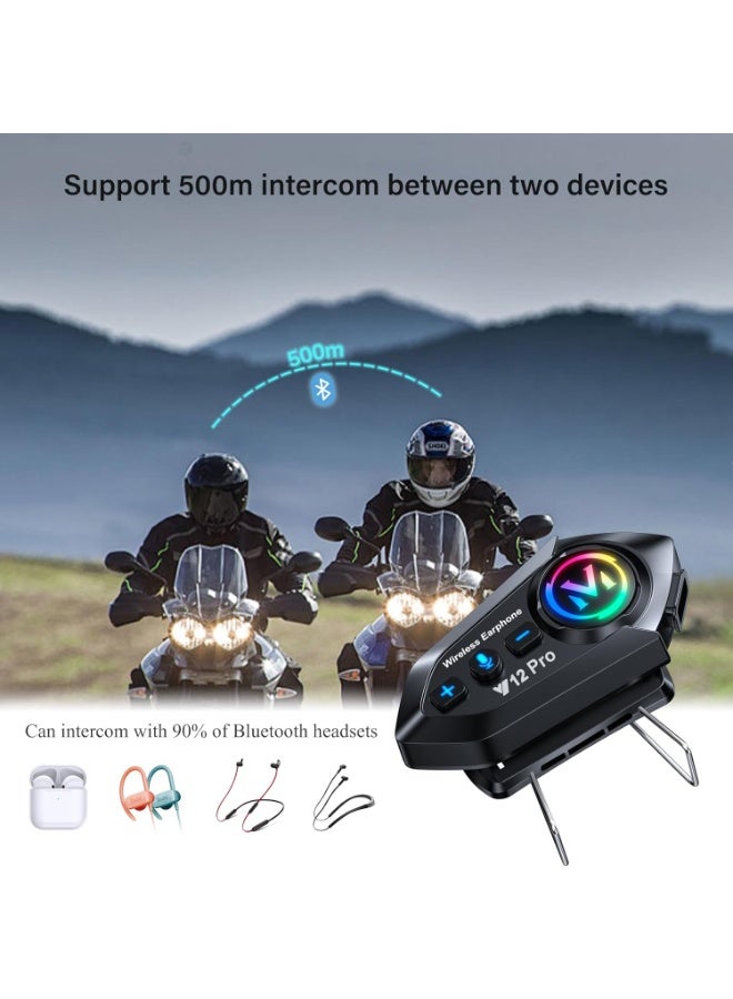 Mauten 2PCS Motorcycle Helmet Bluetooth Headset 2 Way Intercom 500M,HIFI Sound,Noise Cancellation,Music Share,1000mAh,Helmet Speakers Headphones FM,Easy to Connect/Use with Gloves,Waterproof,Voice Assistant - Image 5