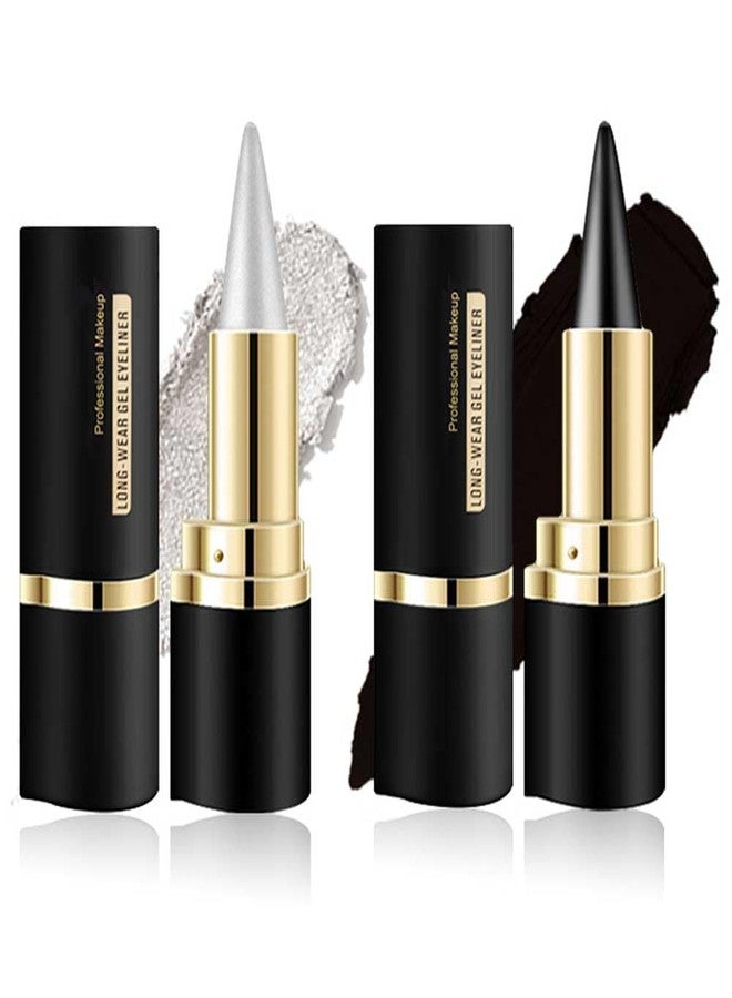 BANGFENG 2Pcs Ultra-Pigmented Black&Silver Eyeliner - delineador de ojos for Bold, Goth-Inspired Looks, Waterproof & Smudge-Proof Formula, Long-Lasting & Intense Color for Dramatic and Smoky Eyes Makeup - Image 1