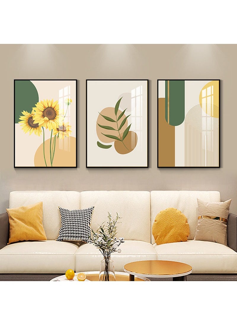 FASHION HOME 3PCS Wall Art Bright Style Minimalist Decor Modern Abstract Canvas Prints Poster Picture Framed Paintings Decorations  - Image 1