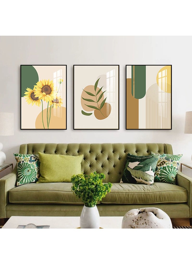 FASHION HOME 3PCS Wall Art Bright Style Minimalist Decor Modern Abstract Canvas Prints Poster Picture Framed Paintings Decorations  - Image 2