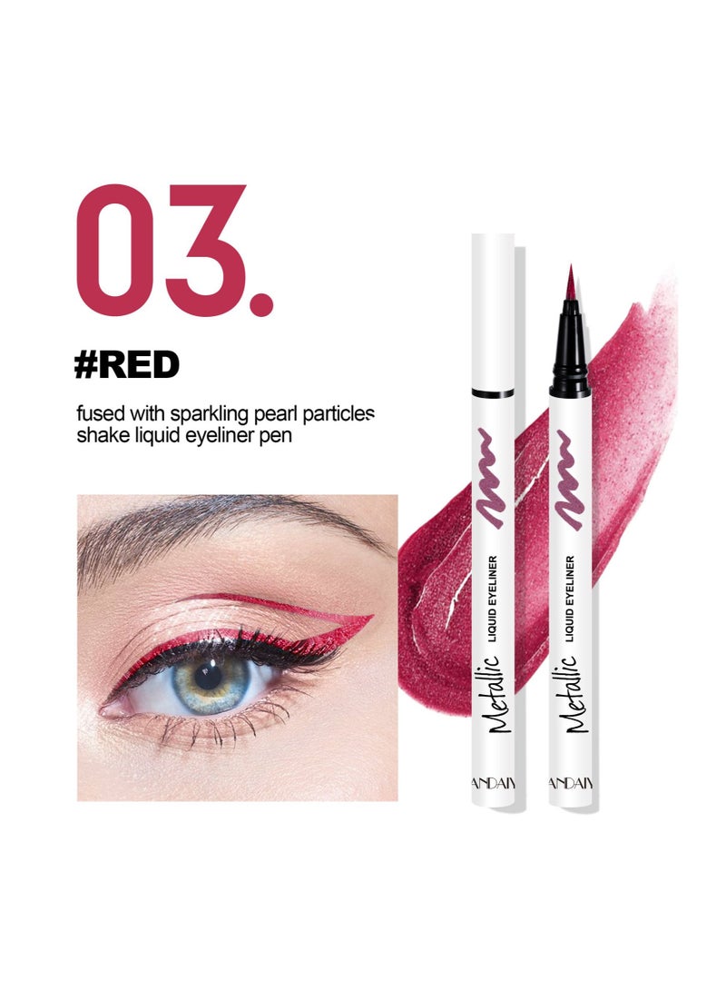 Handaiyan 6 Pcs Liquid Eyeliner Long Lasting Waterproof Professional Pearlescent Makeup Colorful Eyeliners Set Sweat Smudge Proof Women Tool Kit,Soft,Smooth,Natural,Hyper Easy Suitable For Clubs, Stages, Partie  - Image 4