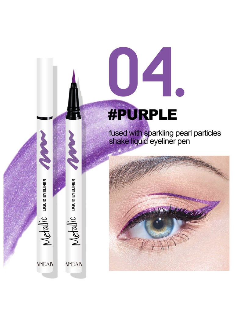 Handaiyan 6 Pcs Liquid Eyeliner Long Lasting Waterproof Professional Pearlescent Makeup Colorful Eyeliners Set Sweat Smudge Proof Women Tool Kit,Soft,Smooth,Natural,Hyper Easy Suitable For Clubs, Stages, Partie  - Image 5
