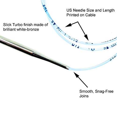 addi Turbo Original 24 inch (60cm) US 10.5 (6.5mm) Circular Knitting Needle Slick & Smooth Finish, Standard Taper & Tips, Smooth Joins, Blue Pliable Cord with 10 Colorful Stitch Markers - Image 5