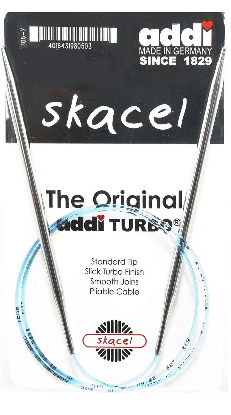 addi Turbo Original 24 inch (60cm) US 10.5 (6.5mm) Circular Knitting Needle Slick & Smooth Finish, Standard Taper & Tips, Smooth Joins, Blue Pliable Cord with 10 Colorful Stitch Markers - Image 2