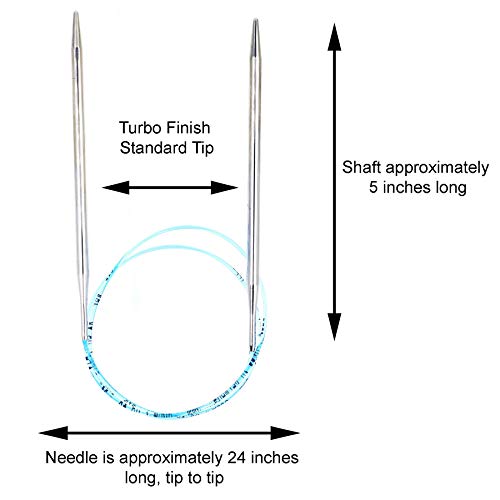 addi Turbo Original 24 inch (60cm) US 10.5 (6.5mm) Circular Knitting Needle Slick & Smooth Finish, Standard Taper & Tips, Smooth Joins, Blue Pliable Cord with 10 Colorful Stitch Markers - Image 3