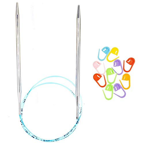 addi Turbo Original 24 inch (60cm) US 10.5 (6.5mm) Circular Knitting Needle Slick & Smooth Finish, Standard Taper & Tips, Smooth Joins, Blue Pliable Cord with 10 Colorful Stitch Markers - Image 1
