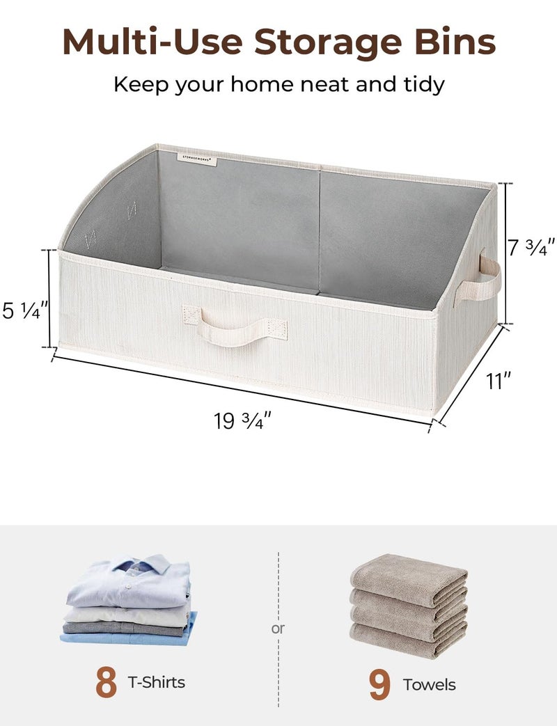 StorageWorks Closet Storage Bins, Trapezoid Organizer Box for Shelves, Fabric Clothes Bin, Foldable Organizing Baskets with Handles, Large, Mixing of Beige, White & Ivory, 3-Pack - Image 4