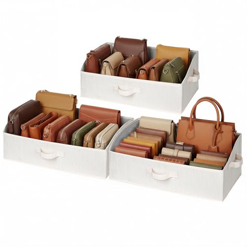 StorageWorks Closet Storage Bins, Trapezoid Organizer Box for Shelves, Fabric Clothes Bin, Foldable Organizing Baskets with Handles, Large, Mixing of Beige, White & Ivory, 3-Pack - Image 1