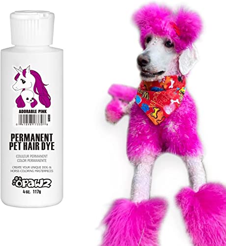 OPAWZ Permanent Dog Hair Dye, Pet Hair Dye Safely Used by Grooming Salons for a Decade, Pet Safe Dye Lasts Over 20 Washes, Bright Color for Dogs and Horses (Adorable Pink) - Image 1