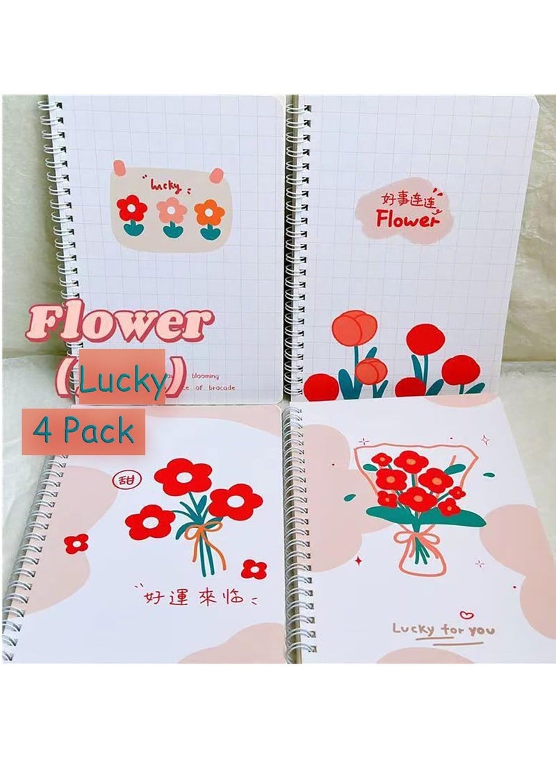 Spiral Notebooks for Women, 4 Pack Cute journals 6 × 8 Inch, A5 Size Hardcover Flower Notebooks School Supplies, College Ruled, Inner Pocket, 60 Sheets/120 Pages - Image 4