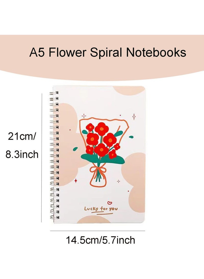 Spiral Notebooks for Women, 4 Pack Cute journals 6 × 8 Inch, A5 Size Hardcover Flower Notebooks School Supplies, College Ruled, Inner Pocket, 60 Sheets/120 Pages - Image 3
