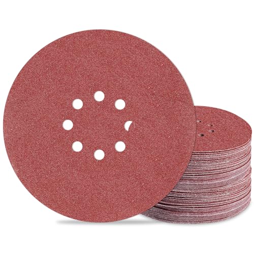 Awutzut 9 inch Sanding Discs 120 Grit 8 Holes Hook and Loop Sandpaper for Drywall Sander 60Pack - Image 1