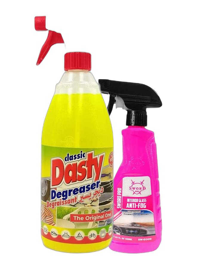 Dasty Classic Degreaser 1L - Powerful Fat Solvent Multi-Purpose Cleaner for Ovens Grills Car Exhausts Hot Plates Floors and Heavy Dirt Removal & SWORD PRO Interior Glass Anti-Fog Spray 500ml - Prevents Fogging SW-0309Bundle - Image 1