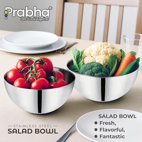 Prabha Stainless Steel Mixing Bowl 24cm | High Grade Fruit Salad Bowl 3800ml | Mixing Bowls for Kitchen Mixing Cup/Bowls for Baking - Image 5