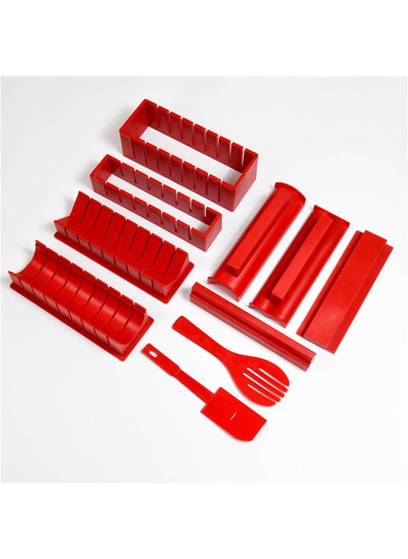 Y&D - 10-Piece Sushi Maker DIY With Utensils Set Red - Image 1