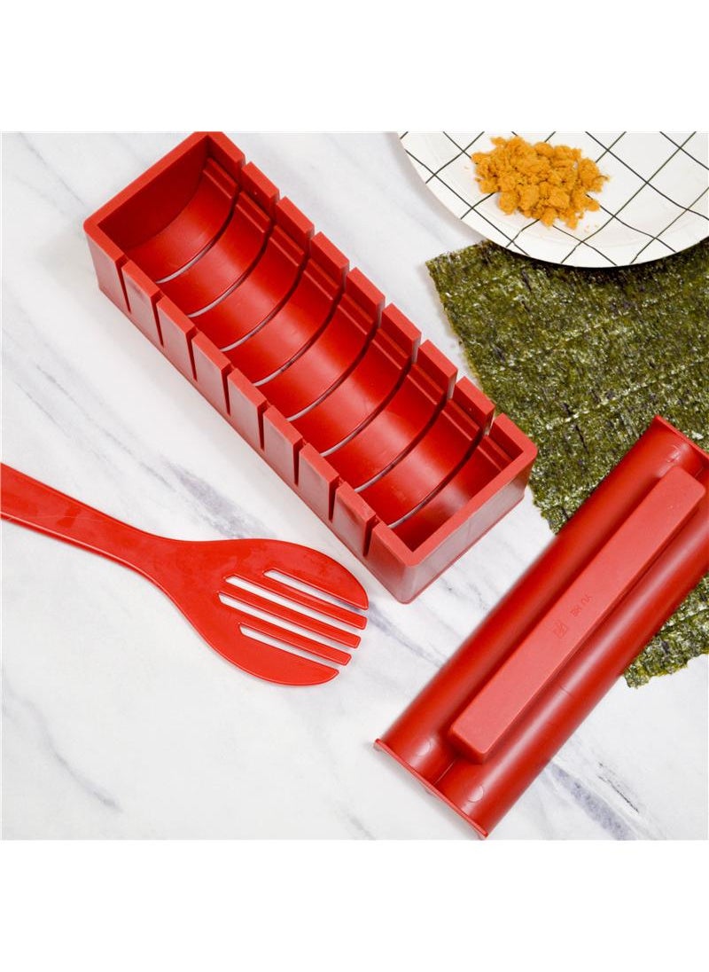 Y&D - 10-Piece Sushi Maker DIY With Utensils Set Red - Image 1