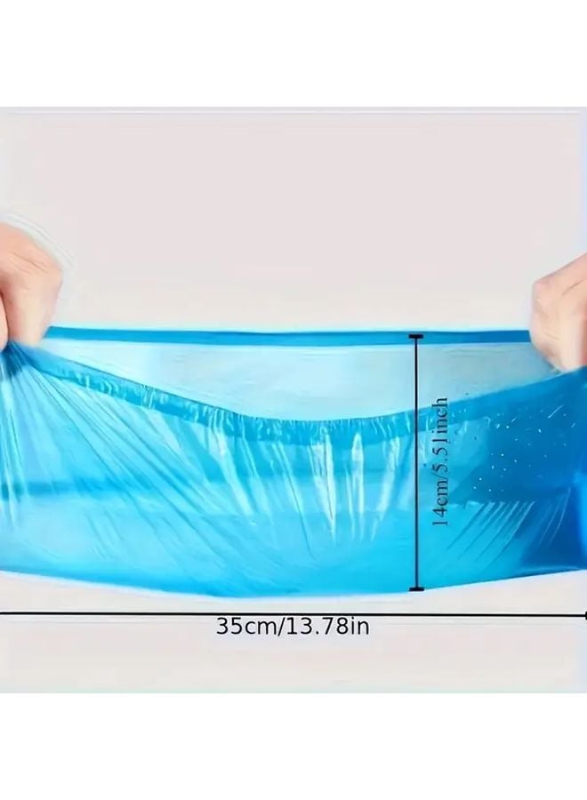 Sky Blue 100 Pcs Thickened Non Slip Disposable PE Shoe Covers For Hotel Room Cleaning Travel Hygiene Protection - Image 3