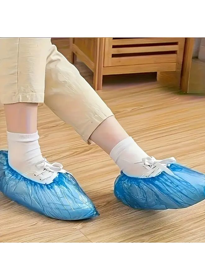 Sky Blue 100 Pcs Thickened Non Slip Disposable PE Shoe Covers For Hotel Room Cleaning Travel Hygiene Protection - Image 5